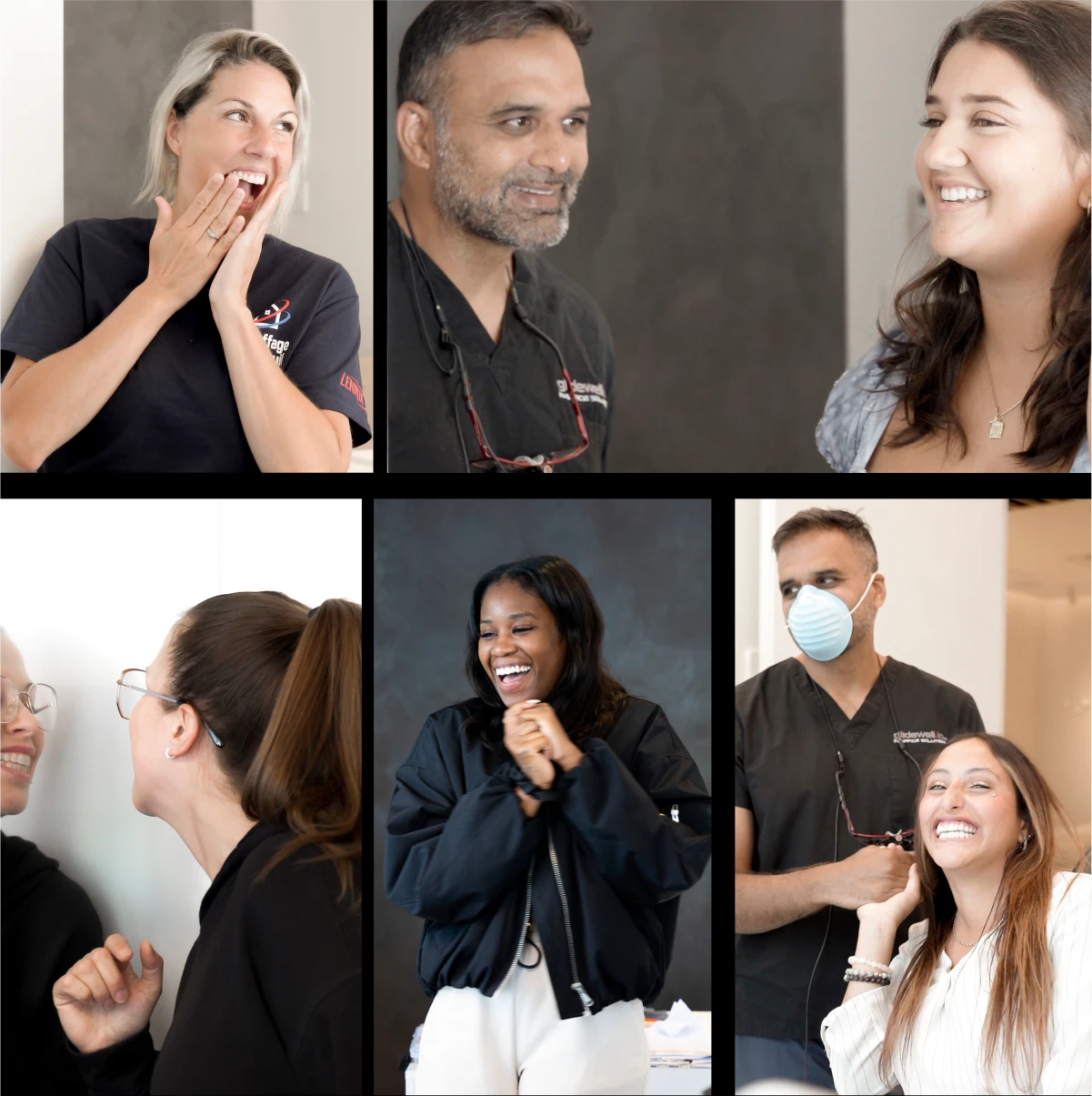 A collage of pictures including Dr Nilesh Amin and his staff